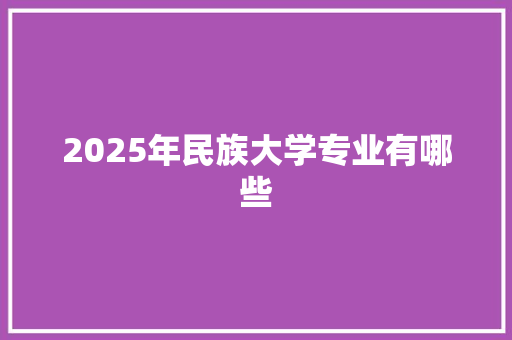 2025年民族大学专业有哪些