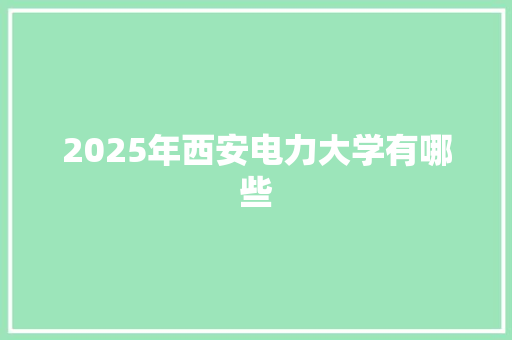 2025年西安电力大学有哪些