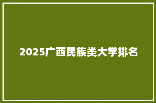 2025广西民族类大学排名