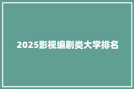 2025影视编剧类大学排名