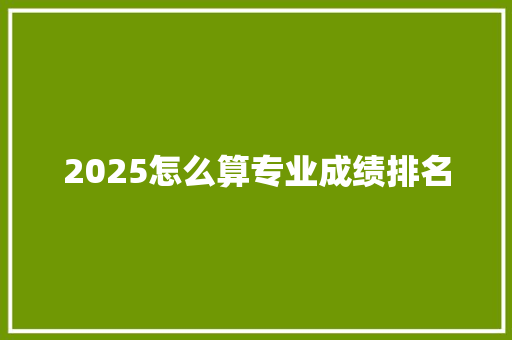 2025怎么算专业成绩排名