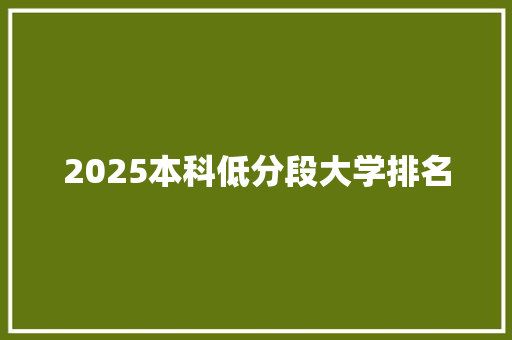 2025本科低分段大学排名