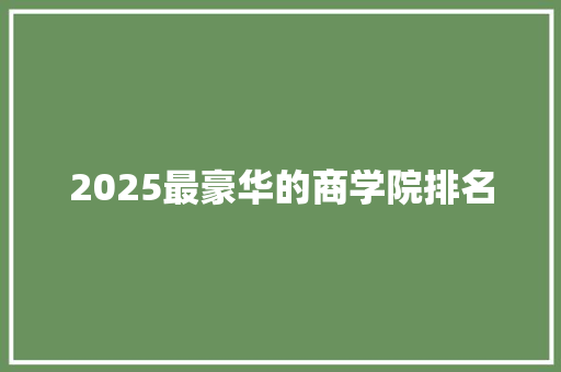 2025最豪华的商学院排名