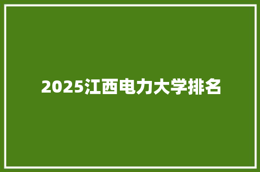 2025江西电力大学排名