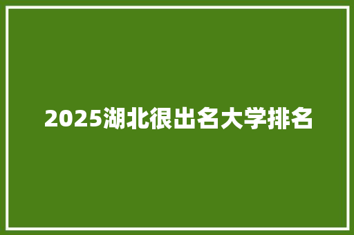 2025湖北很出名大学排名