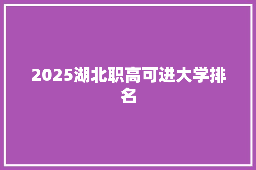 2025湖北职高可进大学排名