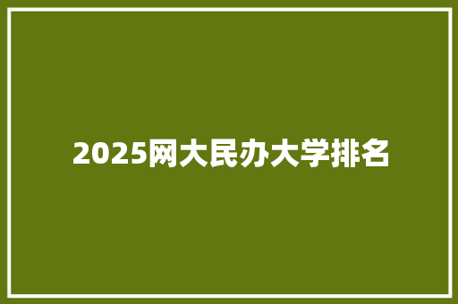 2025网大民办大学排名