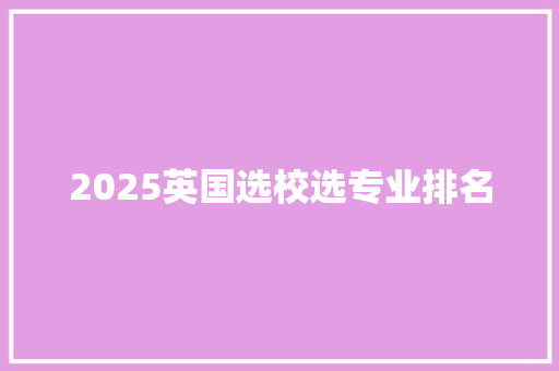 2025英国选校选专业排名