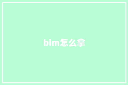 bim怎么拿