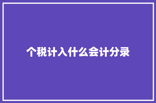 个税计入什么会计分录