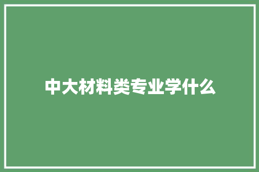 中大材料类专业学什么