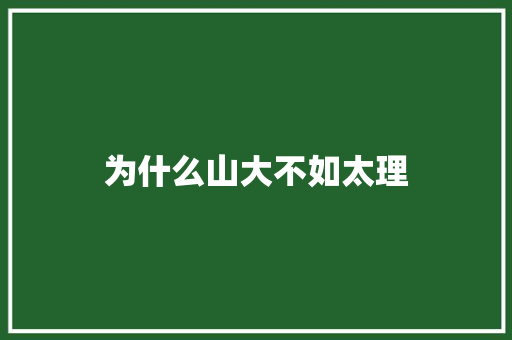 为什么山大不如太理