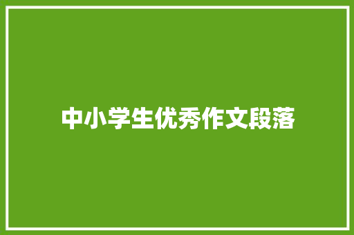 中小学生优秀作文段落