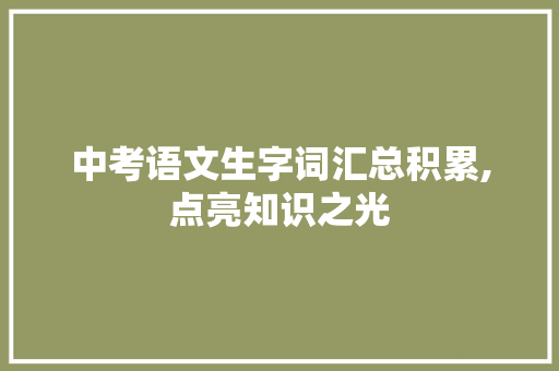 中考语文生字词汇总积累,点亮知识之光，助力中考之路_中考语文生字词汇总积累