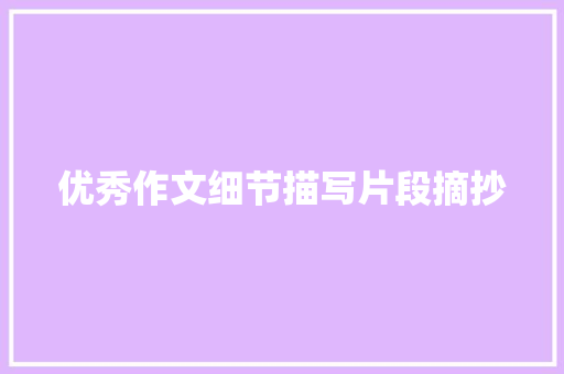 优秀作文细节描写片段摘抄