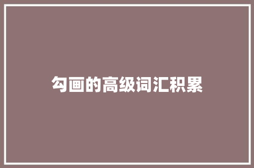 勾画的高级词汇积累