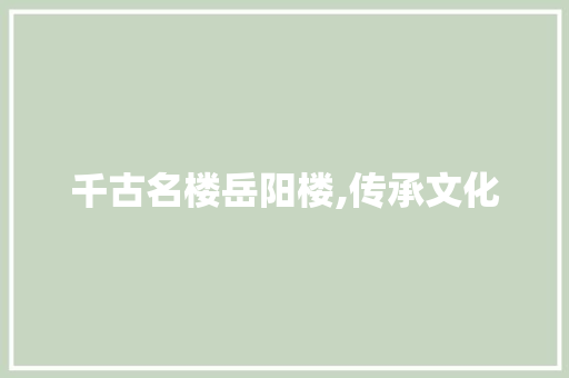 千古名楼岳阳楼,传承文化，映照时代_岳阳楼记词汇积累