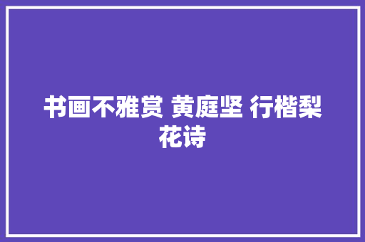 书画不雅赏 黄庭坚 行楷梨花诗