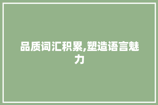 品质词汇积累,塑造语言魅力，提升个人素养_品质词汇积累怎么写