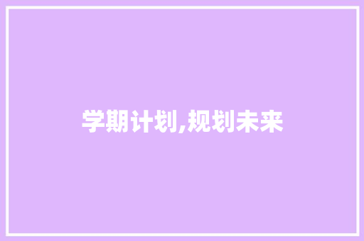 学期计划,规划未来，迈向成功之路_我的学期计划作文300字