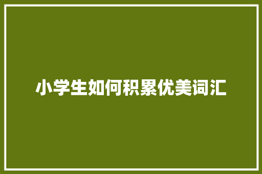 小学生如何积累优美词汇，开启写作之旅_小学生怎么积累优美词汇