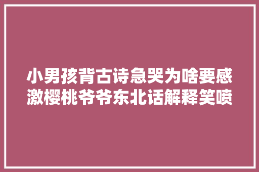 小男孩背古诗急哭为啥要感激樱桃爷爷东北话解释笑喷了