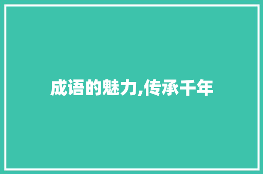 成语的魅力,传承千年，历久弥新_语文词汇积累四年级