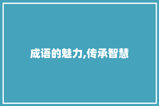 成语的魅力,传承智慧，启迪人生_语文积累词汇成语