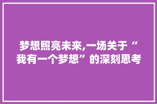 梦想照亮未来,一场关于“我有一个梦想”的深刻思考_我有一个梦想作文