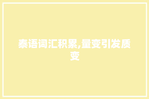 泰语词汇积累,量变引发质变，开启语言新境界_泰语需要积累多少词汇