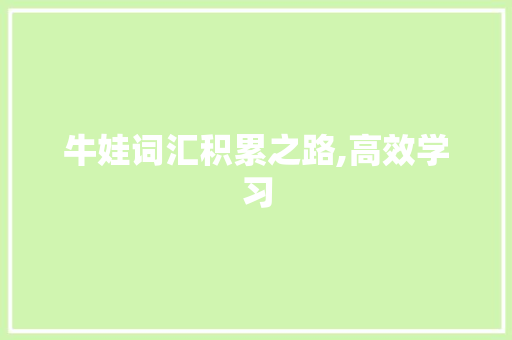牛娃词汇积累之路,高效学习，智慧成长_牛娃怎么积累词汇