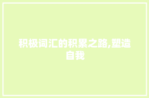 积极词汇的积累之路,塑造自我，提升沟通魅力_积极词汇怎么积累