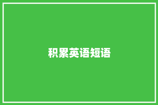 积累英语短语，提升跨文化交流能力_表示积累英语短语的词汇