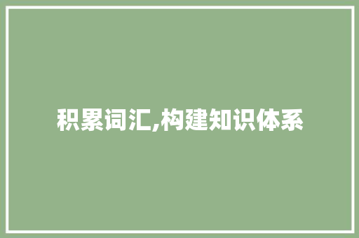 积累词汇,构建知识体系，提升语言能力的基石_积累词汇的好处