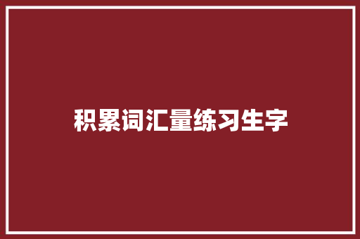 积累词汇量练习生字