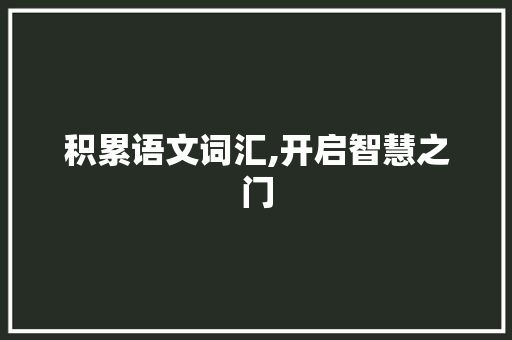 积累语文词汇,开启智慧之门，塑造精彩人生_积累语文词汇的好处