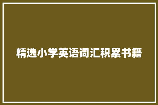 精选小学英语词汇积累书籍，助力孩子英语学习之路_小学英语积累词汇书推荐