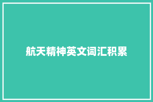 航天精神英文词汇积累
