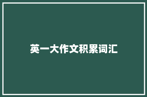 英一大作文积累词汇