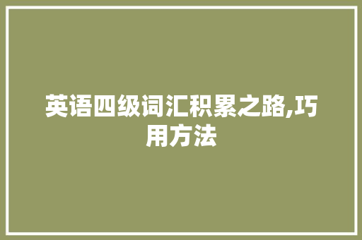 英语四级词汇积累之路,巧用方法，高效提升_英语四级词汇积累方法
