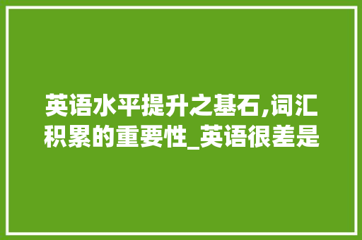 英语水平提升之基石,词汇积累的重要性_英语很差是从词汇积累吗