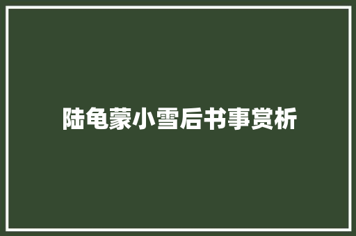 陆龟蒙小雪后书事赏析