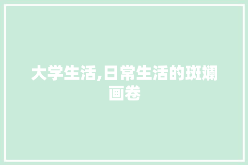 大学生活,日常生活的斑斓画卷