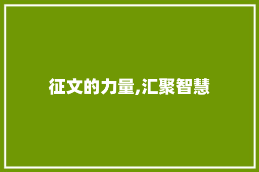 征文的力量,汇聚智慧，引领时代_什么叫征文