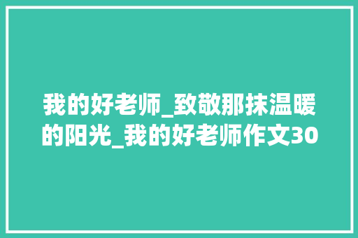 我的好老师_致敬那抹温暖的阳光_我的好老师作文300字三年级