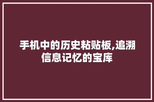 手机中的历史粘贴板,追溯信息记忆的宝库