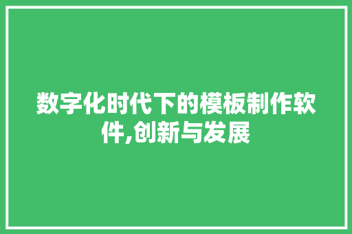 数字化时代下的模板制作软件,创新与发展