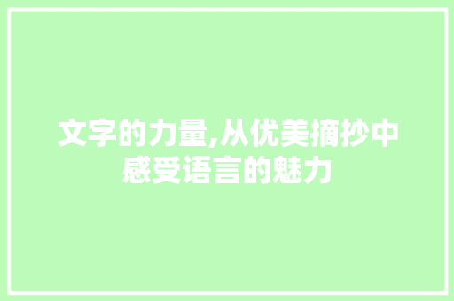 文字的力量,从优美摘抄中感受语言的魅力