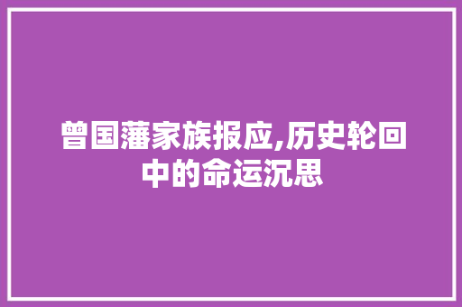 曾国藩家族报应,历史轮回中的命运沉思