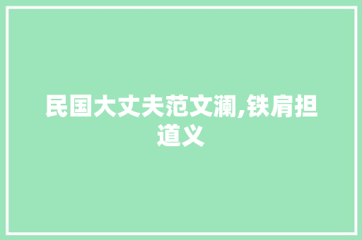 民国大丈夫范文澜,铁肩担道义，妙笔著文章_一部民族精神的史诗